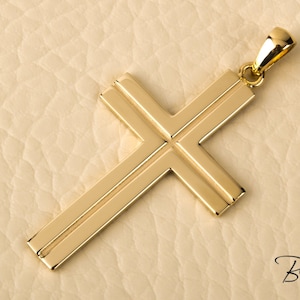 Mens Gold Cross Pendant 14K Solid Gold Cross Necklace  Mens Cross Pendant Mens Cross Necklace