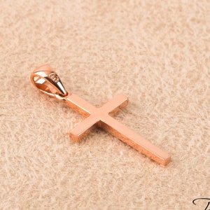 Child Gold Cross Pendant 14K Solid Simple Baptism Necklace Gift BloomDiamonds