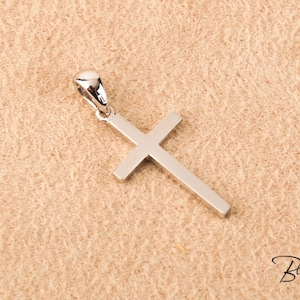 Children White Gold Cross Necklace 14K Solid Small and Simple BloomDiamonds