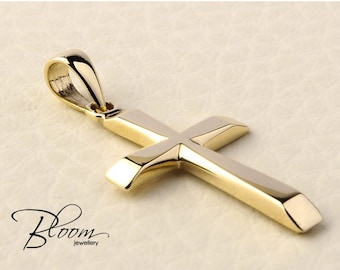 Solid Gold Cross Necklace 14K Gold 
