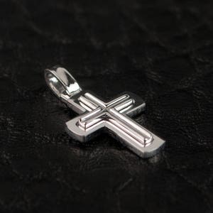 Baby Cross Pendant 14K White Gold Little Boy Girl Baptism Baby Small Necklace BloomDiamonds