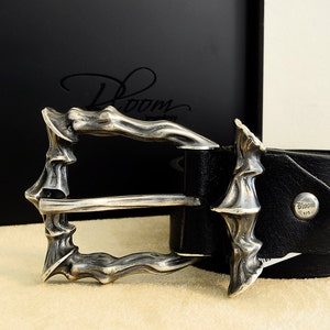 925 Sterling Silver Buckle Leather Belt Genuine Leather Heavy Solid Silver Belt Buckle Real Cow Leather Belt With Wooden Gift Box - Original