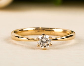 18K Gold Verlobungsring Echter Diamant Ring mit Verlobungsring Box Gelbgold Verlobungsring Diamant Verlobungsring BloomDiamonds