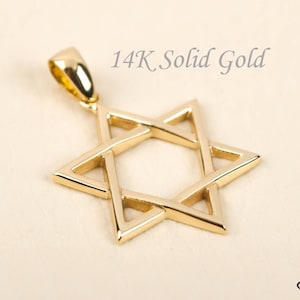 Colgante de estrella de David de oro macizo de 14 quilates, collar de estrella judía, collar de estrella de David, collar de Magen David, colgante de estrella SOLO BloomDiamonds