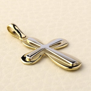 Two Tone Gold Cross 14K Solid Gold Cross Necklace Gold Cross Pendant Orthodox Gold Cross Pendant Gold Cross for Men Mens Cross Pendant