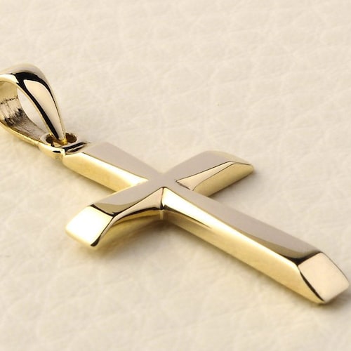 Solid Gold Cross Necklace 14K Gold 