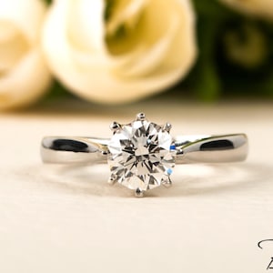 One Carat Diamond Engagement Ring Solid Platinum Certified Stone Brilliant Cut BloomDiamonds