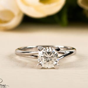 1.00 ct Certified Natural Diamond Engagement Ring, 18K White Gold