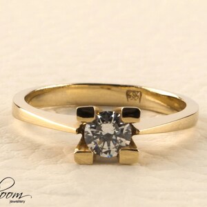 Solitaire Engagement Ring 14K Solid Gold Cubic Zirconia BloomDiamonds