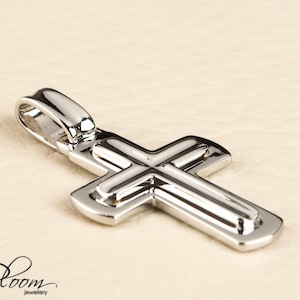 White Gold Cross Pendant Solid Gold Cross for Men Cross Necklace 14K Gold Cross White Gold Cross Necklace Mens Gold Cross