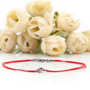 White Gold Red String Bracelet Kabbalah Delicate Friendship Jewelry BloomDiamonds