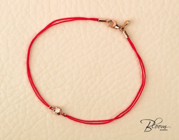 18K Rose Gold Diamond Red String Bracelet Kabbalah Gift Idea Protection  Bracelet Bloomdiamonds - Etsy Hong Kong
