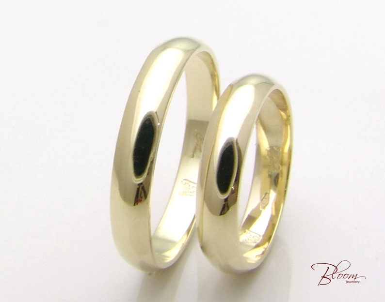 Plain Wedding Band Gold Couple Rings Set Gold Couples Ring | Etsy