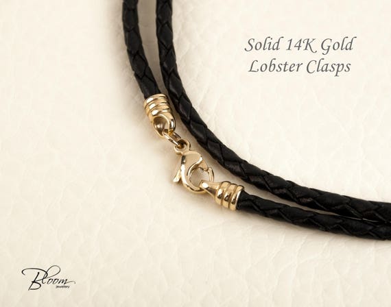 Antique Bronze and Premium Braided Leather Necklace with Lobster Claw Clasp  - Genuine Leather Necklace for Men and Women - Available sizes
