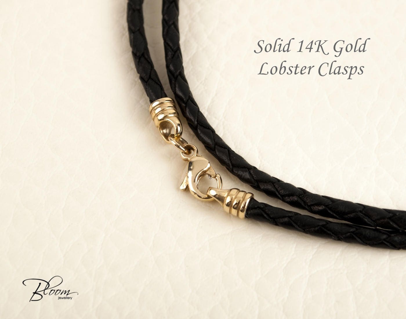 Black cord with 14K gold clasp to use as necklace, necklaces, rope