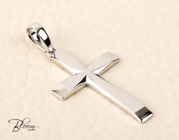 Rose Gold Cross Pendant for Men 14K Solid Personalized Baptism