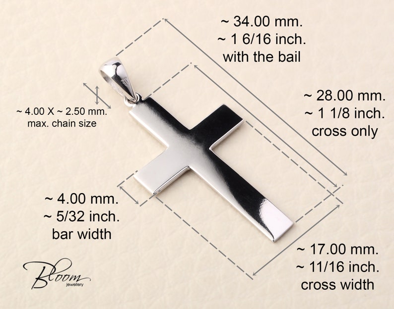 White Gold Cross Necklace 14K Solid Gold Cross Pendant Mens Gold Cross 14K White Gold Pendant for Man Bloom Jewellery image 2