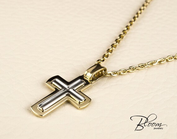 Mens white gold 2024 chain with cross