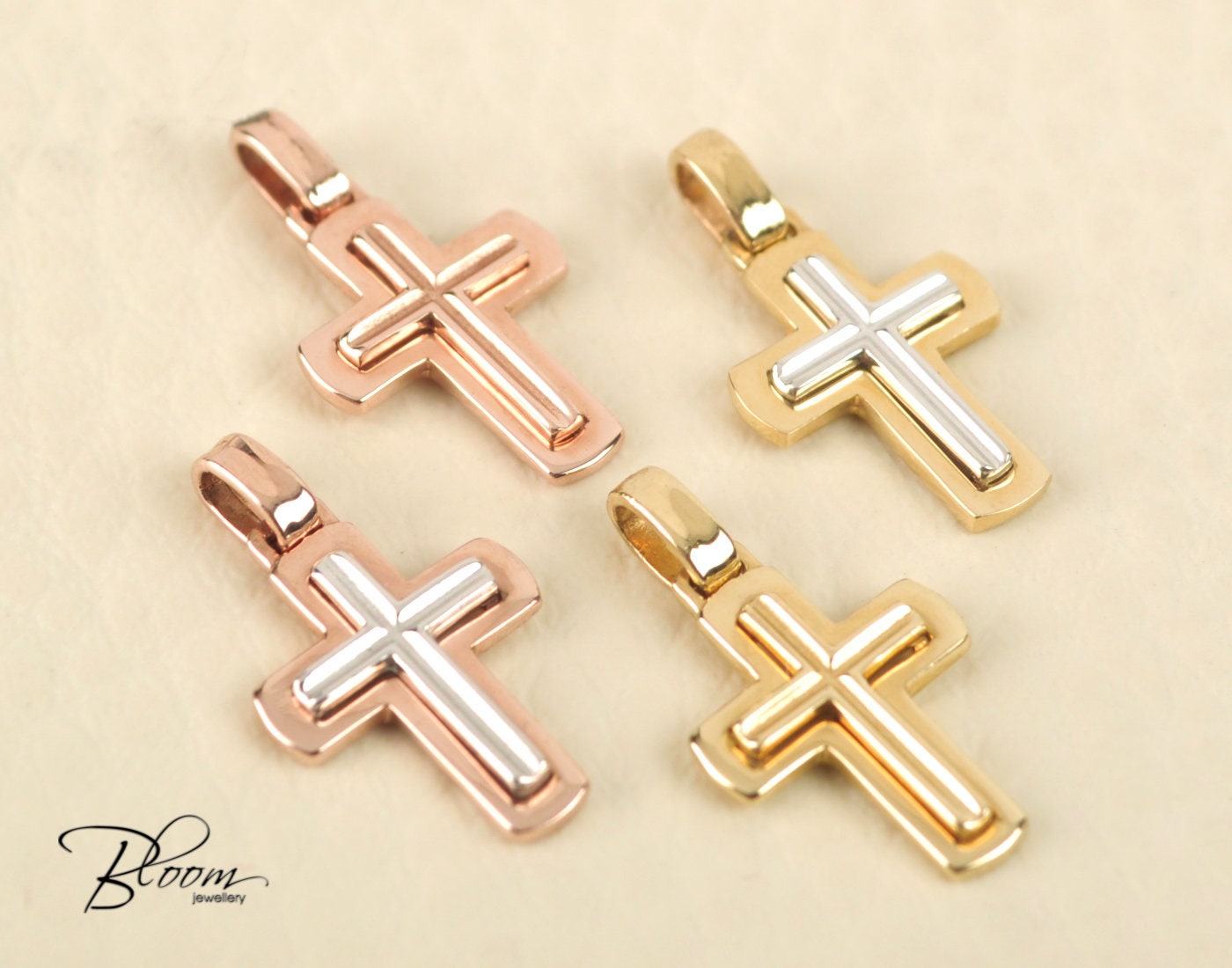 14K Gold Petite Cross Charm – Baby Gold