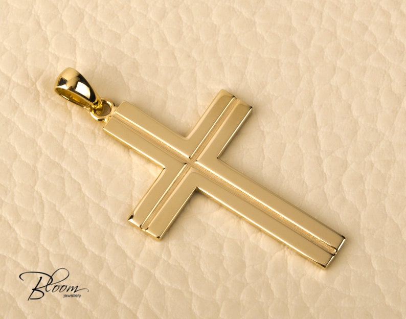 Mens Gold Cross Pendant 14K Solid Gold Cross Necklace Mens Etsy