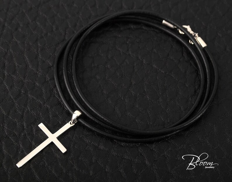 Simple White Gold Cross Pendant 14K Gold Baptism Cross Etsy