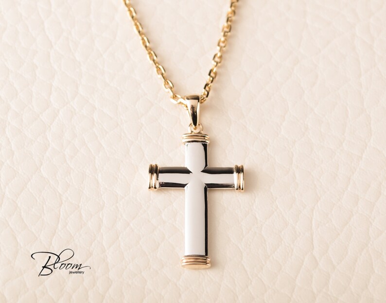 Baptism Cross Necklace Solid Gold Cross Necklace for Men Cross Etsy