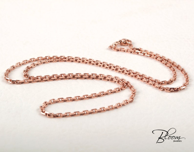 Rose Gold Chain Necklace 14K Solid Rose Gold Necklace Anchor Etsy