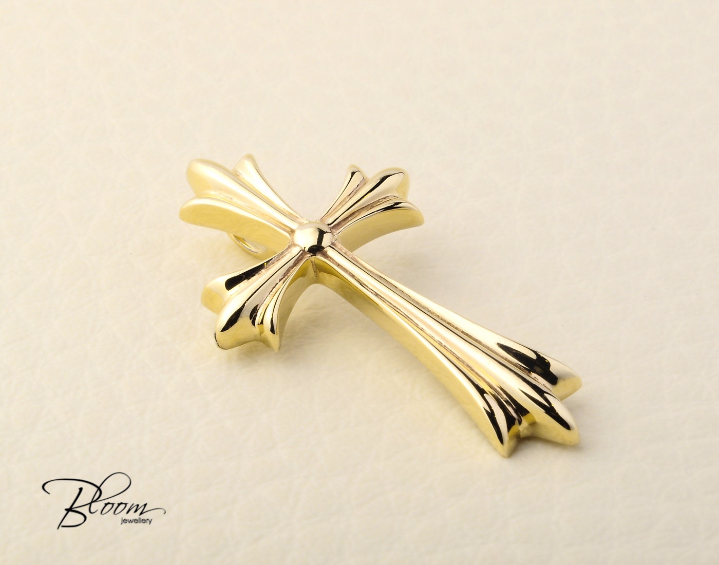 Unique Cross Pendant 14K Solid Gold 