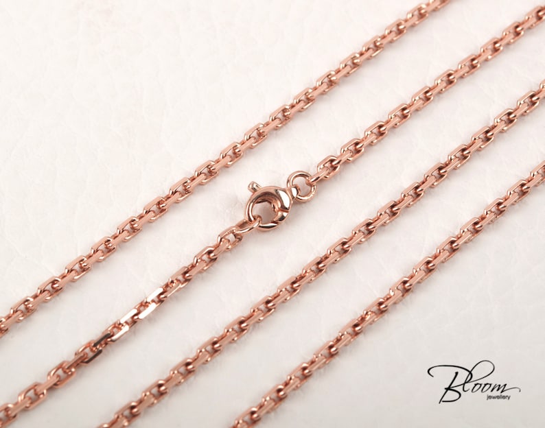 Rose Gold Chain Necklace 14K Solid Rose Gold Necklace Anchor Etsy