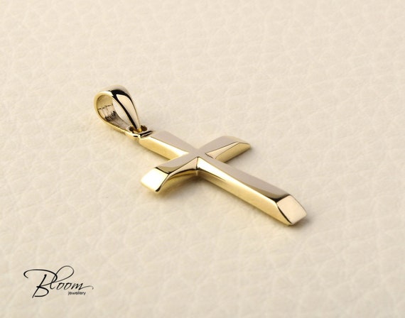 Solid Gold Cross Necklace 14K Gold Cross Pendant Necklace for - Etsy