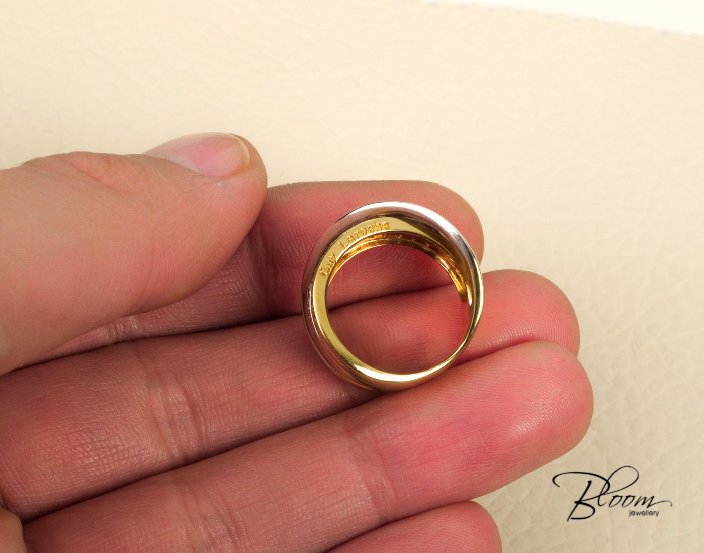 ギ・ラロッシュ マッシブ ダイヤモンド リング 18K ホワイト＆イエロー 