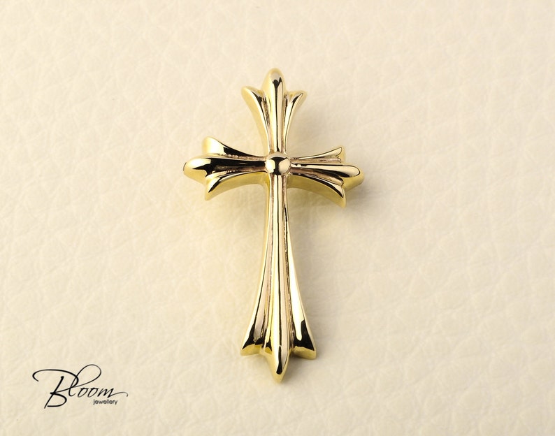 Unique Cross Pendant 14K Solid Gold Heraldic Necklace for Men Etsy