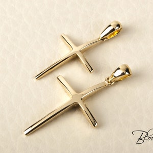 14K Solid Gold Cross Mother and Child Jewelry Father and Son - Etsy