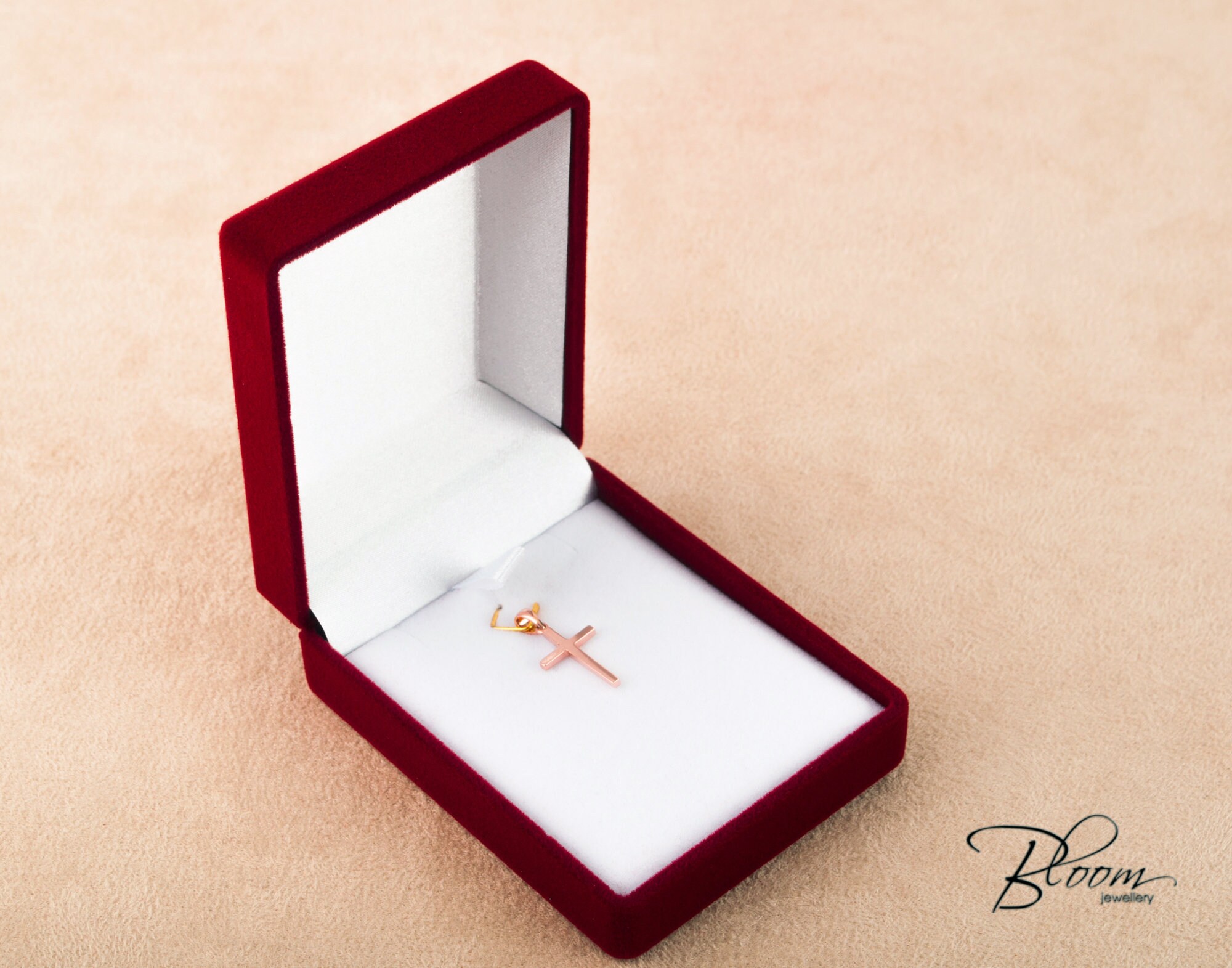 Child Gold Cross Pendant 14K Solid Simple Baptism Necklace Etsy