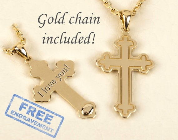 FANCY-J Orthodox Cross Necklace - Orthodox Crucifix - Stainless Steel Jesus  Pendant Christian Religious Necklaces Jewelry for Men Women - Length 24