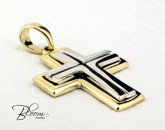 Solid gold mens cross deals