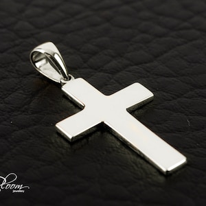 Simple White Gold Cross Pendant Personalized Cross Necklace Solid Gold 14K Baptism White Gold Cross Necklace BloomDiamonds