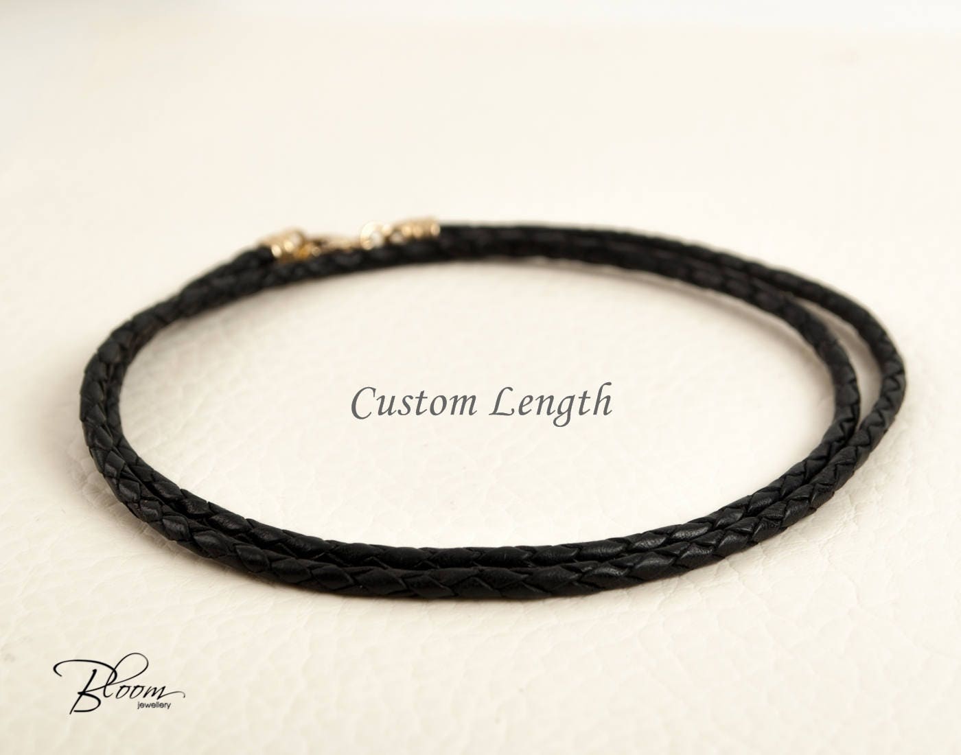 Braided Leather Cord Necklace 14K Solid Gold Clasp Leather Necklace for Men 14K Gold Clasp Genuine Leather Cord Necklace BloomDiamonds
