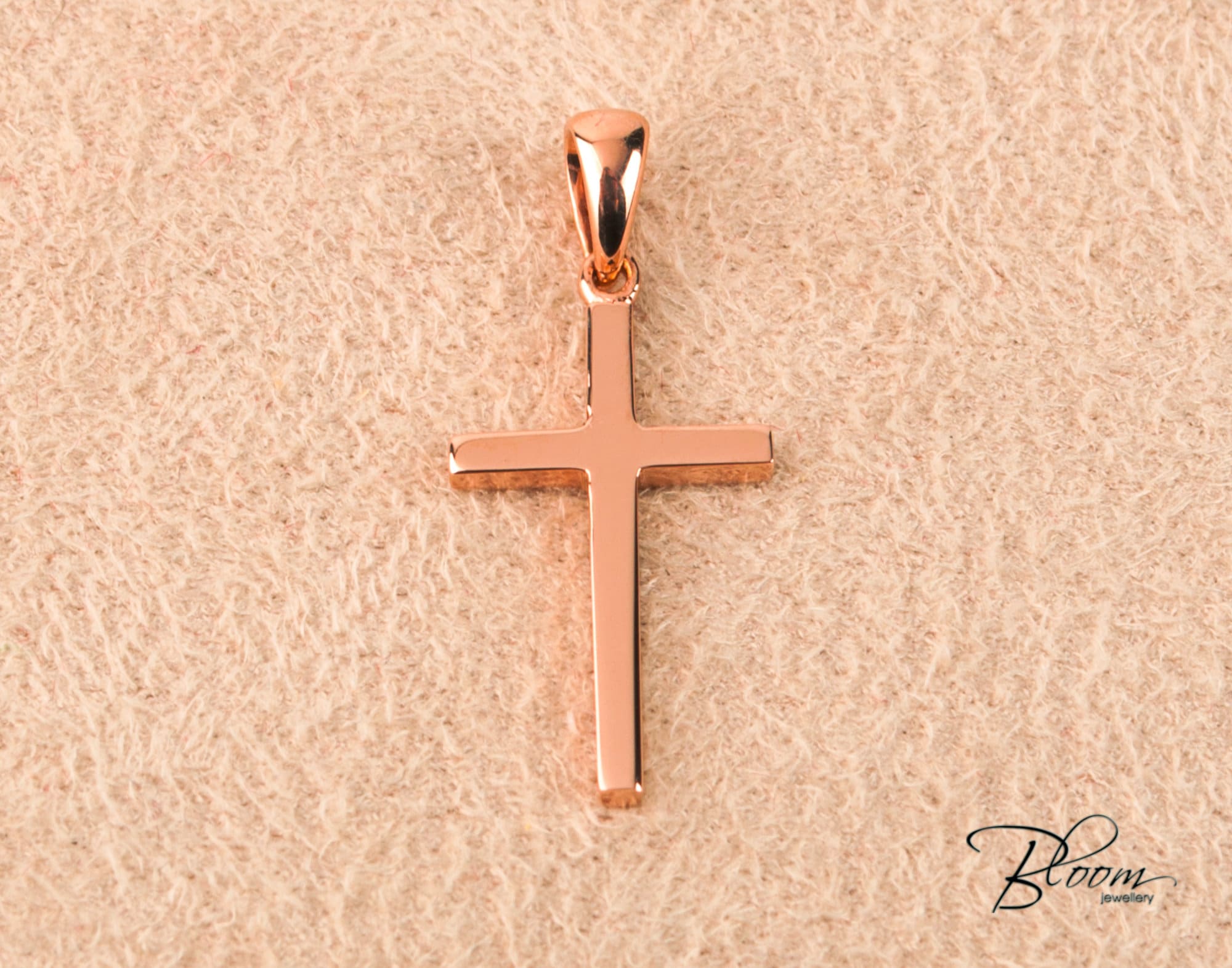 Child Gold Cross Pendant 14K Solid Simple Baptism Necklace Etsy