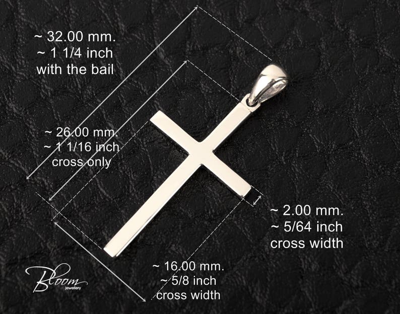 Simple White Gold Cross Pendant 14K Gold Baptism Cross Etsy