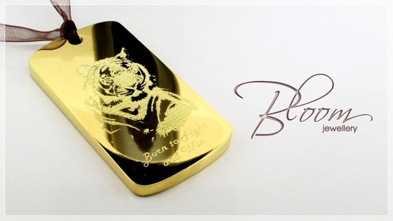 Gold Dog Tag Pendant 24k Solid Gold This is Demonstration Listing Engraved Gold Bar Custom Order Gold Jewelry Personalized Gold Jewelry
