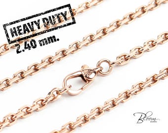 Handmade Heavy Duty 14K Rose Gold Cable Chain Necklace