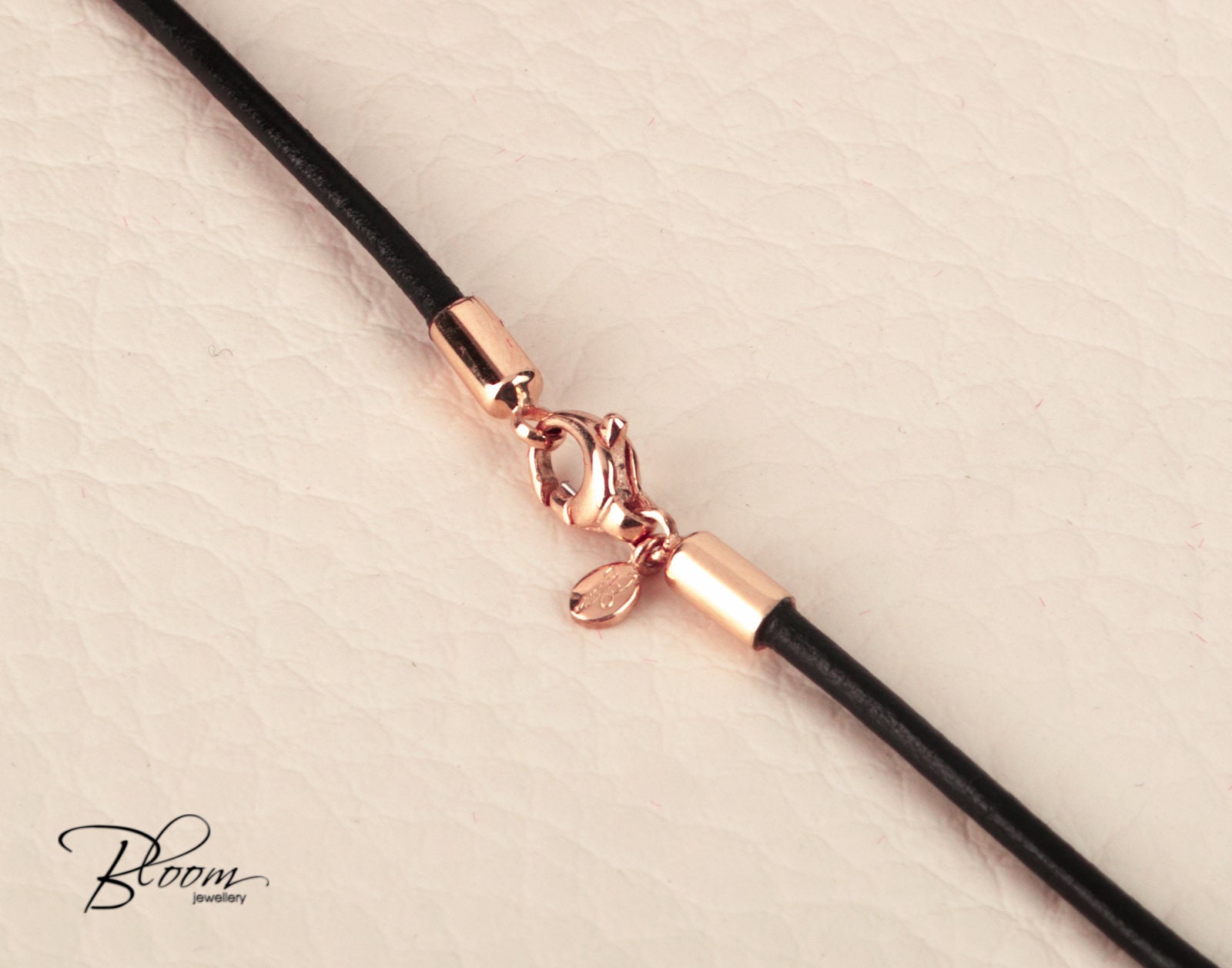 Black Leather Cord Necklace 14K Gold Clasps Gold Leather Black Leather Cord Necklace 14K Gold Clasps Gold Leather