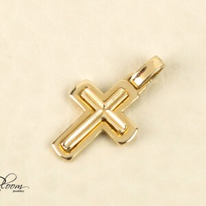 Small Gold Cross Necklace 14K Real Gold Cross Pendant Baby Boy - Etsy