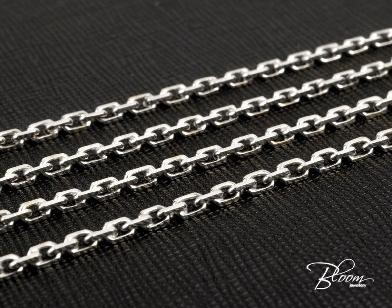 14K White Gold Anchor Chain Necklace for Men Solid Gold Cable Etsy