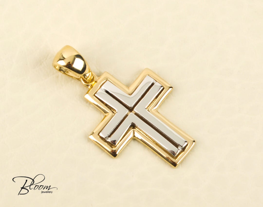 Pendentif croix en or massif 14 carats pour homme collier en or