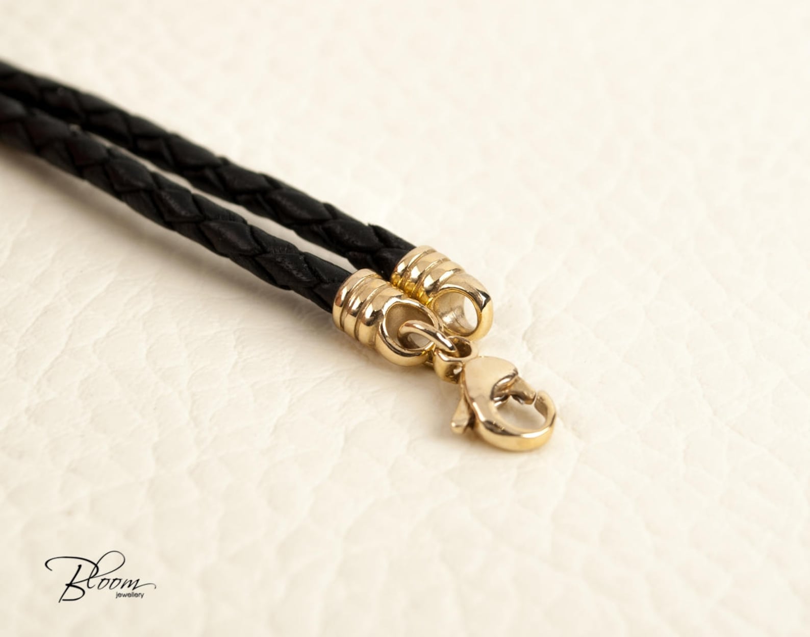Braided Leather Cord Necklace 14K Solid Gold Clasp Leather Etsy