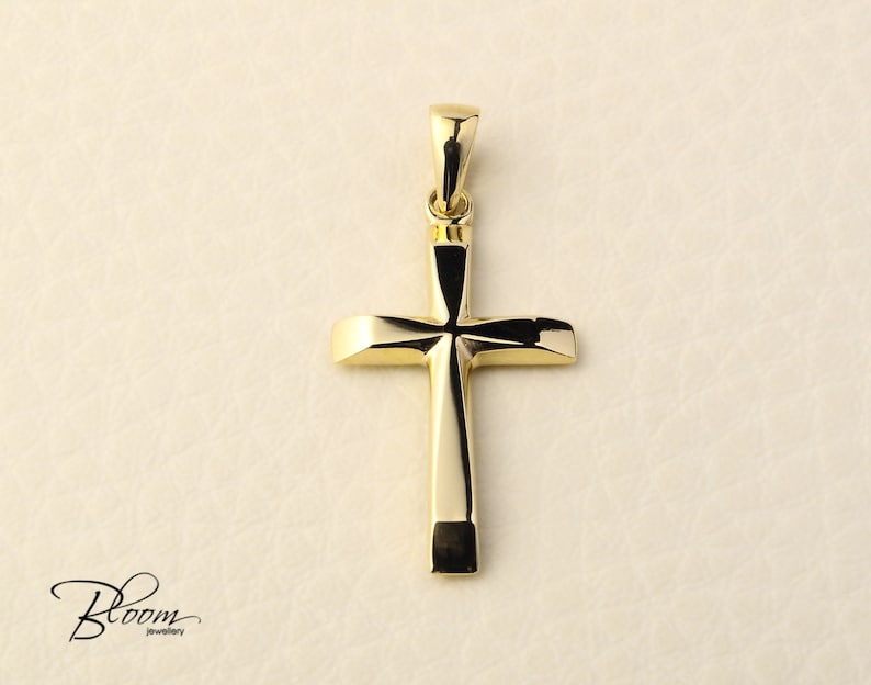 Solid Gold Cross Necklace 14K Gold Cross Pendant Necklace for - Etsy