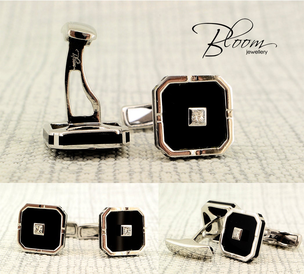 London Eye Cufflinks & Studs with White MOP and White Diamond