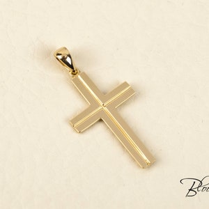 White Gold Cross Necklace 14K Solid Gold Cross Pendant Mens Gold Cross ...